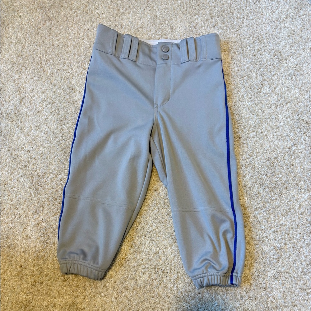 Kids Gray Athletic Cropped Baseball Pants